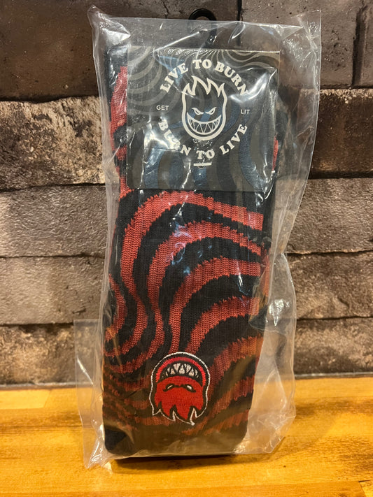SPIT FIRE SOCKS 刺繍　D.RED