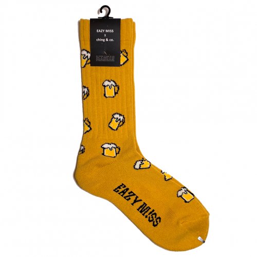 EAZY MISS Beer socks /チンアンドコー　靴下　ソックス ching&co. Yellow イージーミス