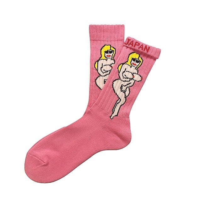 "裸婦&TOUGH -pink-" Socks チンアンドコー　靴下　ソックス ching&co.